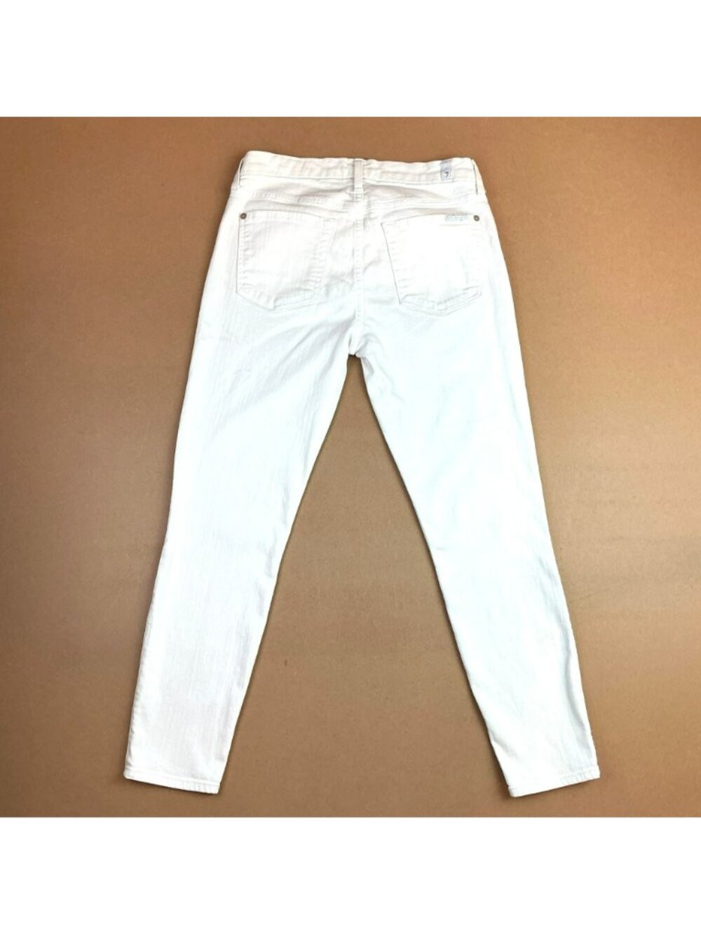 7 For All Mankind Cropped Skinny Jeans Womens 27 White 94% Cotton Stretch Denim - Picture 5 of 13